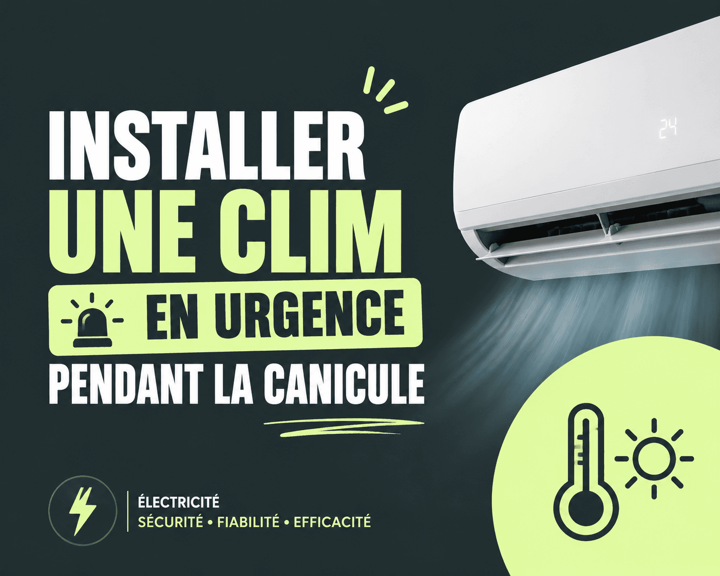 Installer une climatisation en urgence pendant la canicule, visuel CT elec, électricien dans la Marne