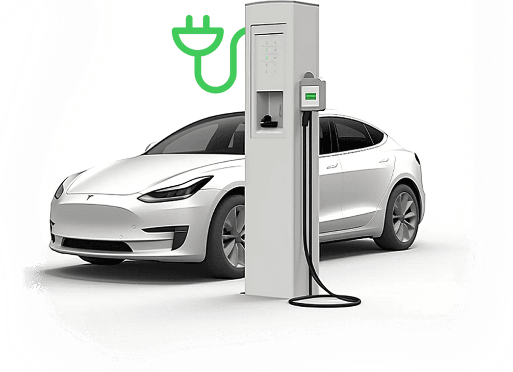 Voiture électrique en recharge sur une borne — installation IRVE par CT elec dans la Marne